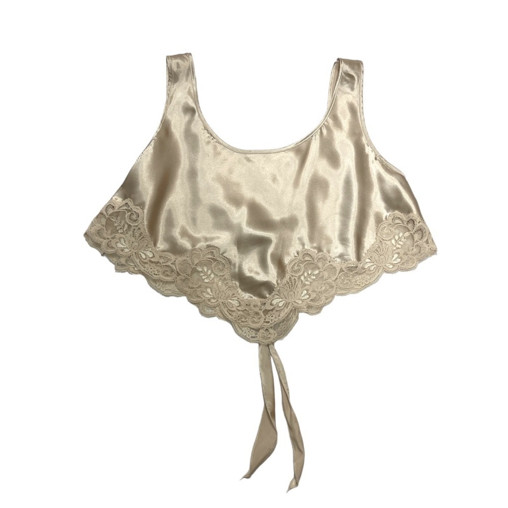 Unmentionables silky lace crop top size M ivory vintage
